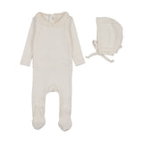 Crochet collar footie set-cream/boy