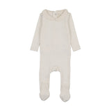 Crochet collar footie-cream/boy