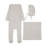 Cherry blossom layette set-cream/blue