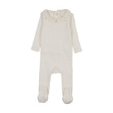 Crochet collar footie-cream/girl
