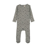 Garden cluster print footie-light blue