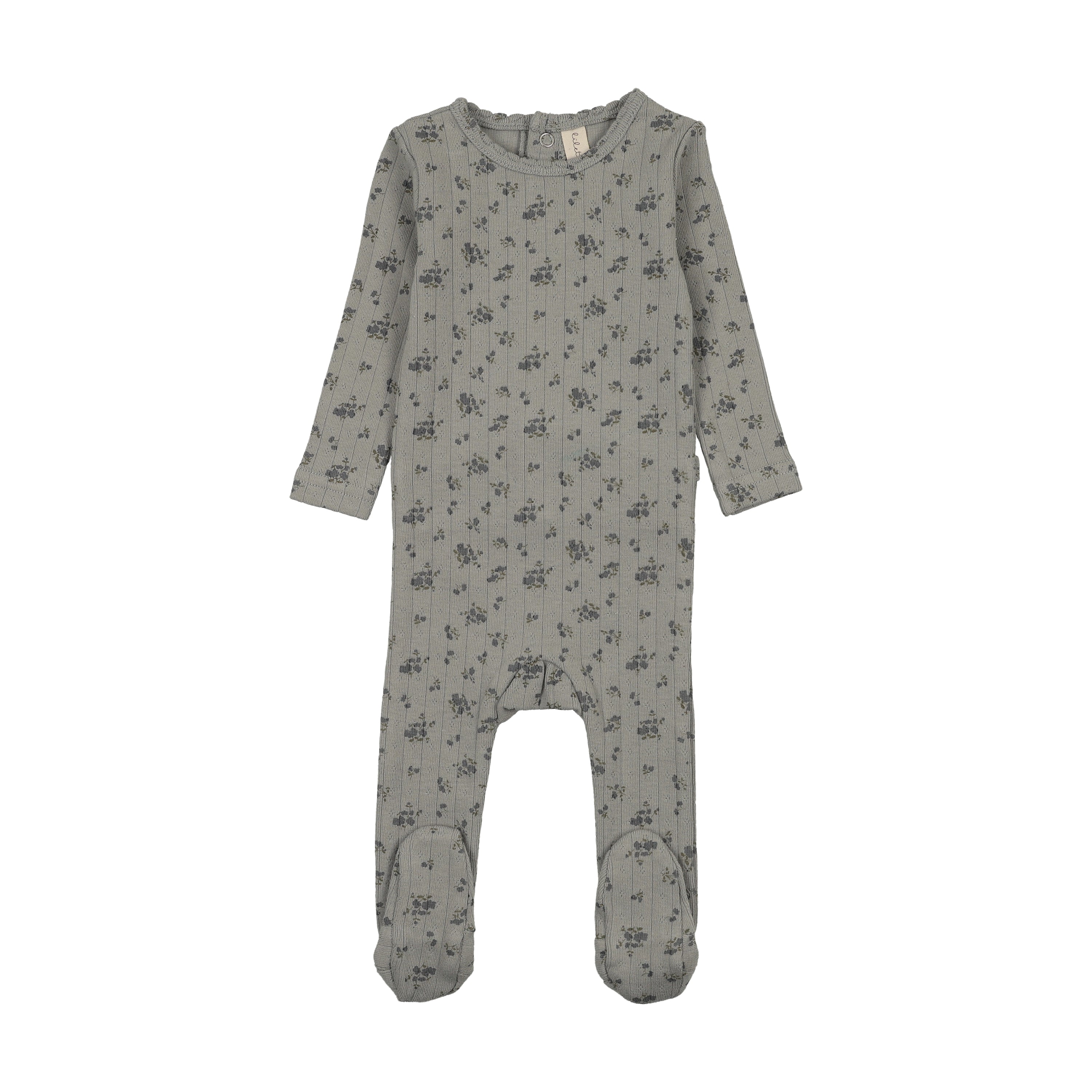 Garden cluster print footie-light blue
