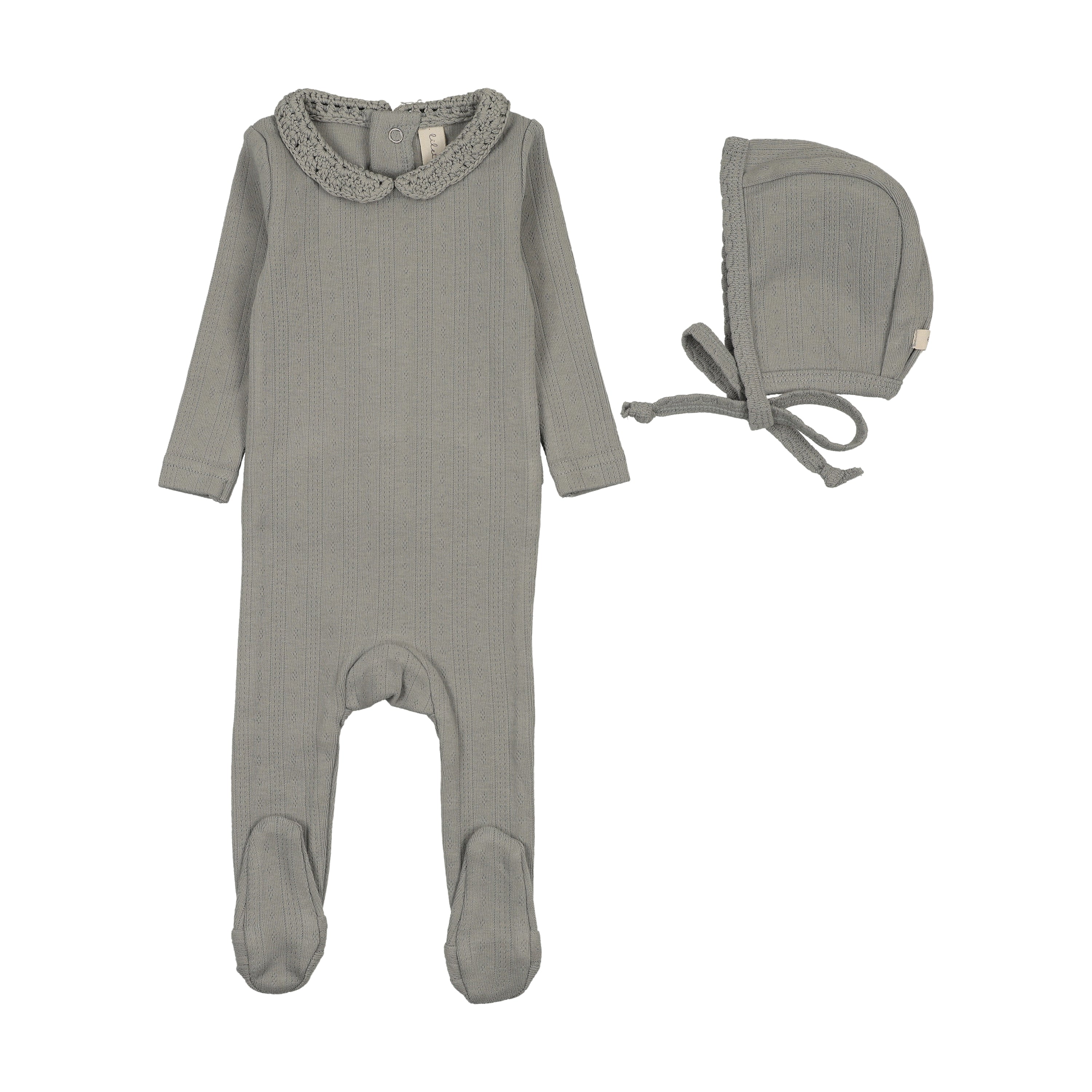 Crochet collar footie set-light blue
