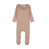 Crochet collar footie-dusty pink