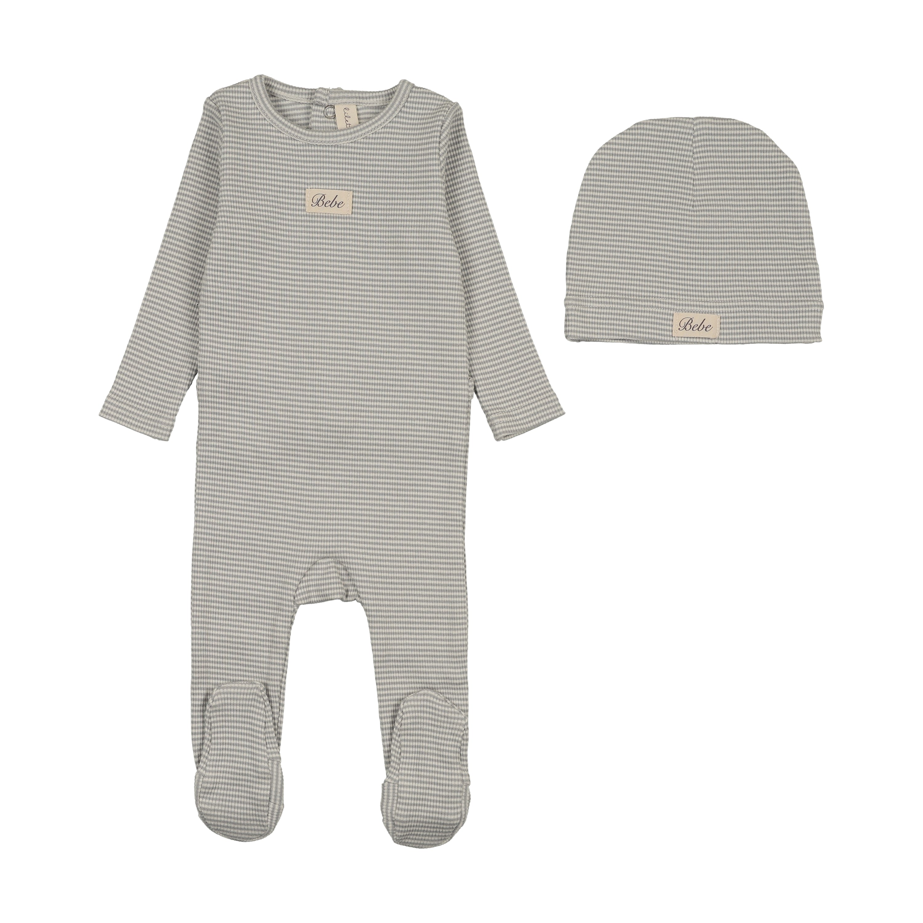Striped bebe footie set-light blue