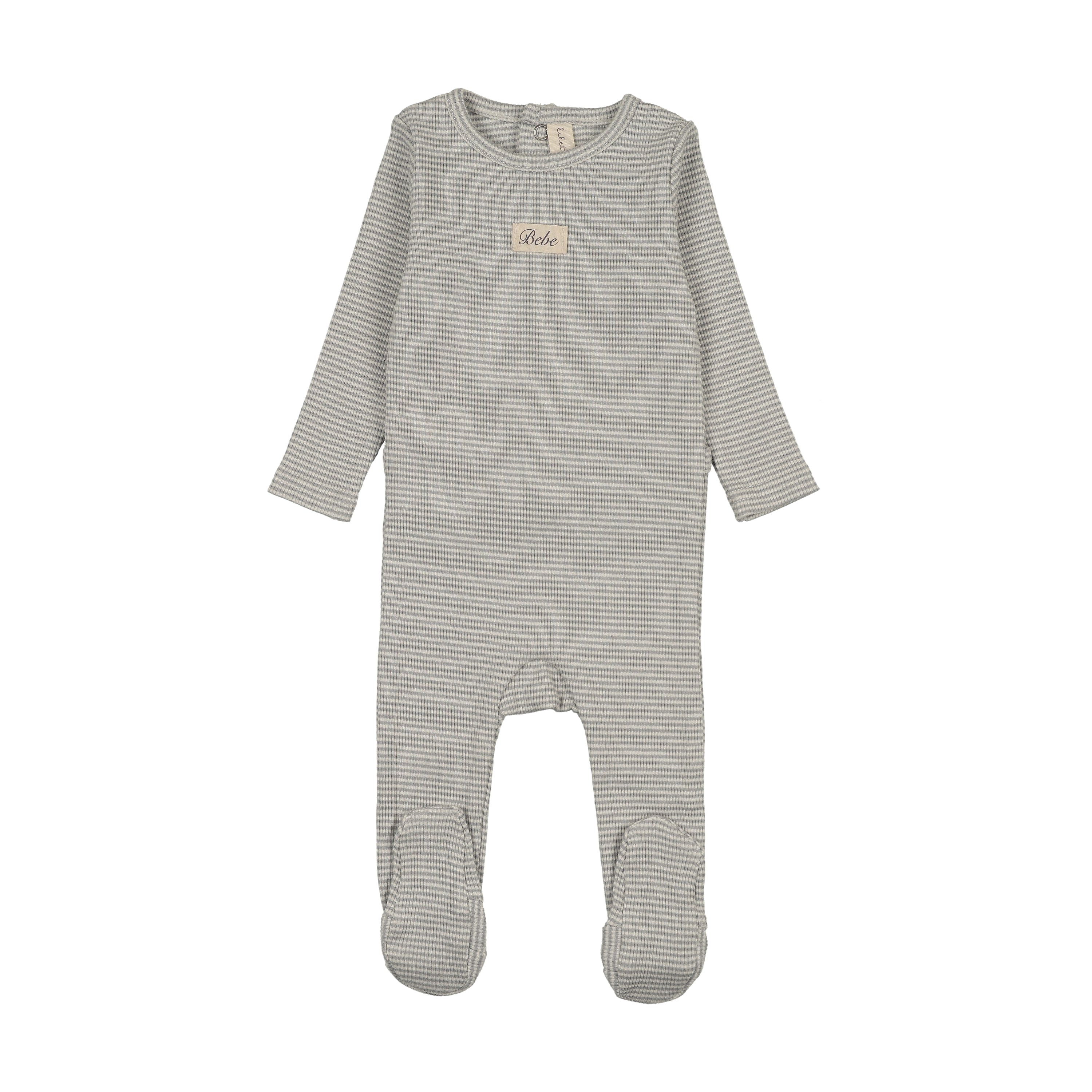 Striped bebe footie-light blue