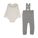 Le bebe knit suspender set-cream/blue
