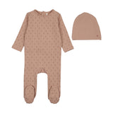 Stripe print footie set-dusty pink