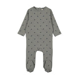 Stripe print footie-light blue
