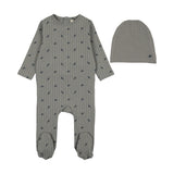 Stripe print footie set-light blue