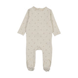 Stripe print footie-cream/oat