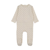 Stripe print footie-cream/pink