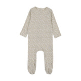 Dahlia vines print footie-cream/blue