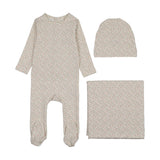 Dahlia vines print layette set-cream/pink