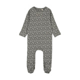 Dahlia vines print footie-light blue