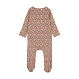Dahlia vines print footie-dusty pink