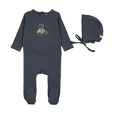 Sweet bear footie set-off navy