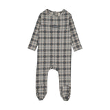 Tartan print footie-pale blue