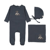 Sweet bear layette set-off navy