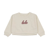 Cropped baby sweatshirt-gingham-cream/pink