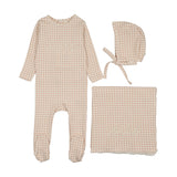 Gingham bebe layette set-pale pink