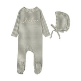 Gingham bebe footie set-pale blue