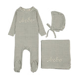 Gingham bebe layette set-pale blue
