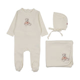 Sweet bear layette set-cream/pink