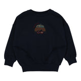 Plaid Detail Toddler Boys Sweatshirt-Navy