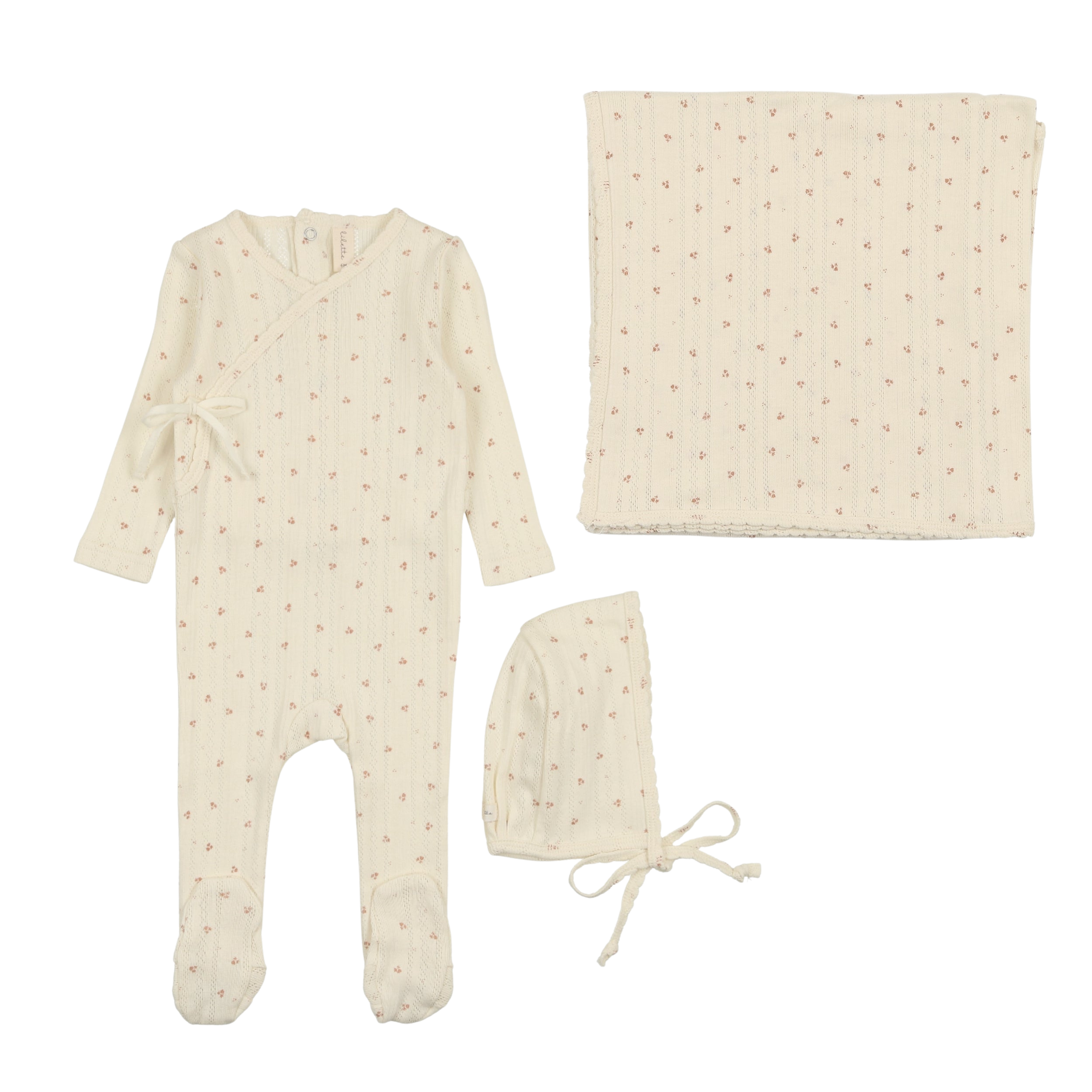 Printed Pointelle Wrap Layette Set