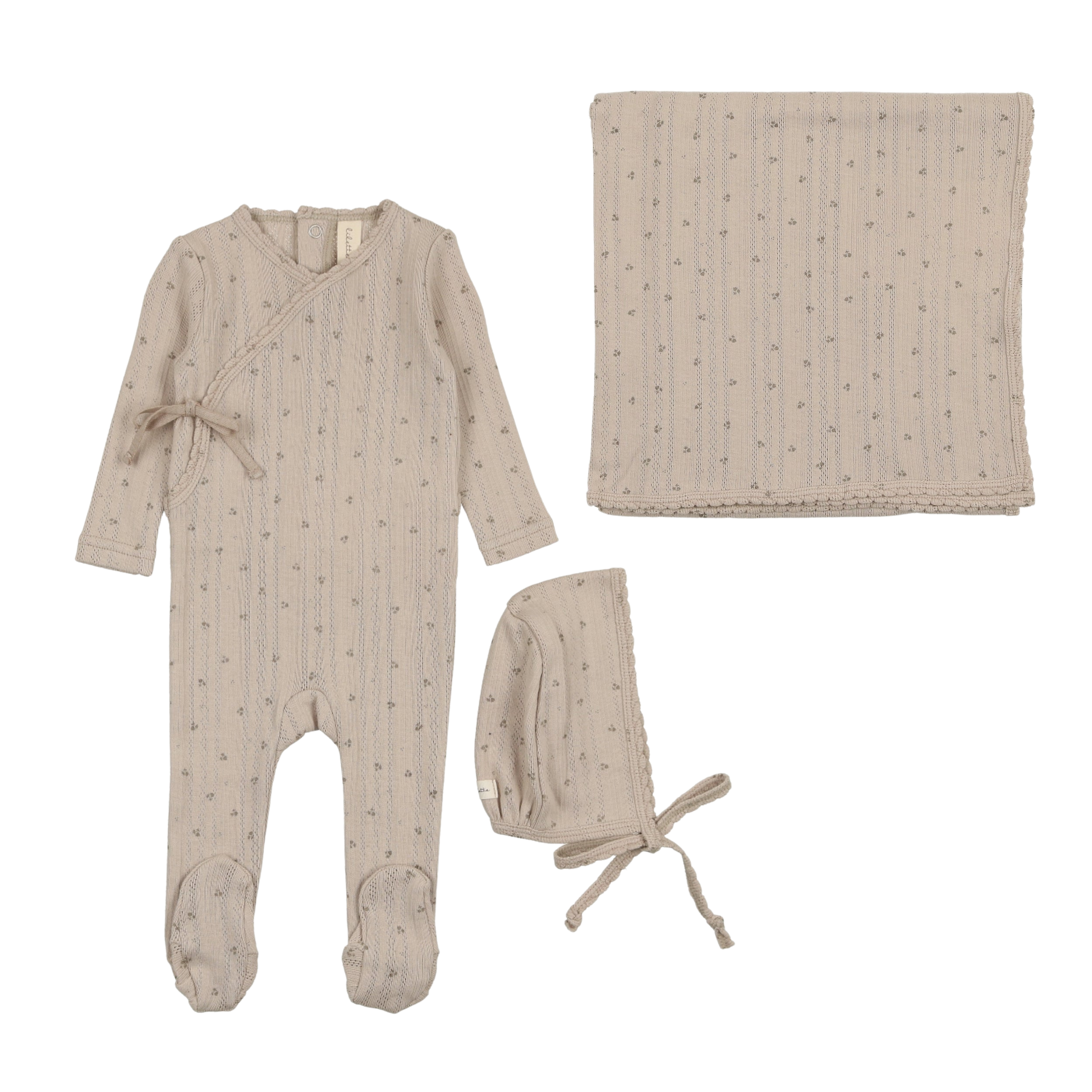 Printed Pointelle Wrap Layette Set