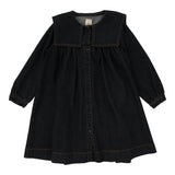 Pleated Sailor Dress-Black Denim