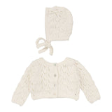 Popcorn Weave Cardigan Set - Cream
