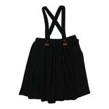 Ribbed Suspender Skirt-Black