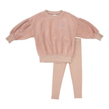 Rhinestone Velour Set-Dusty Pink