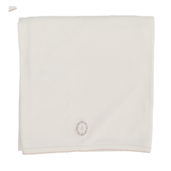 Emblem Embroidered Blanket - Cream/Pink