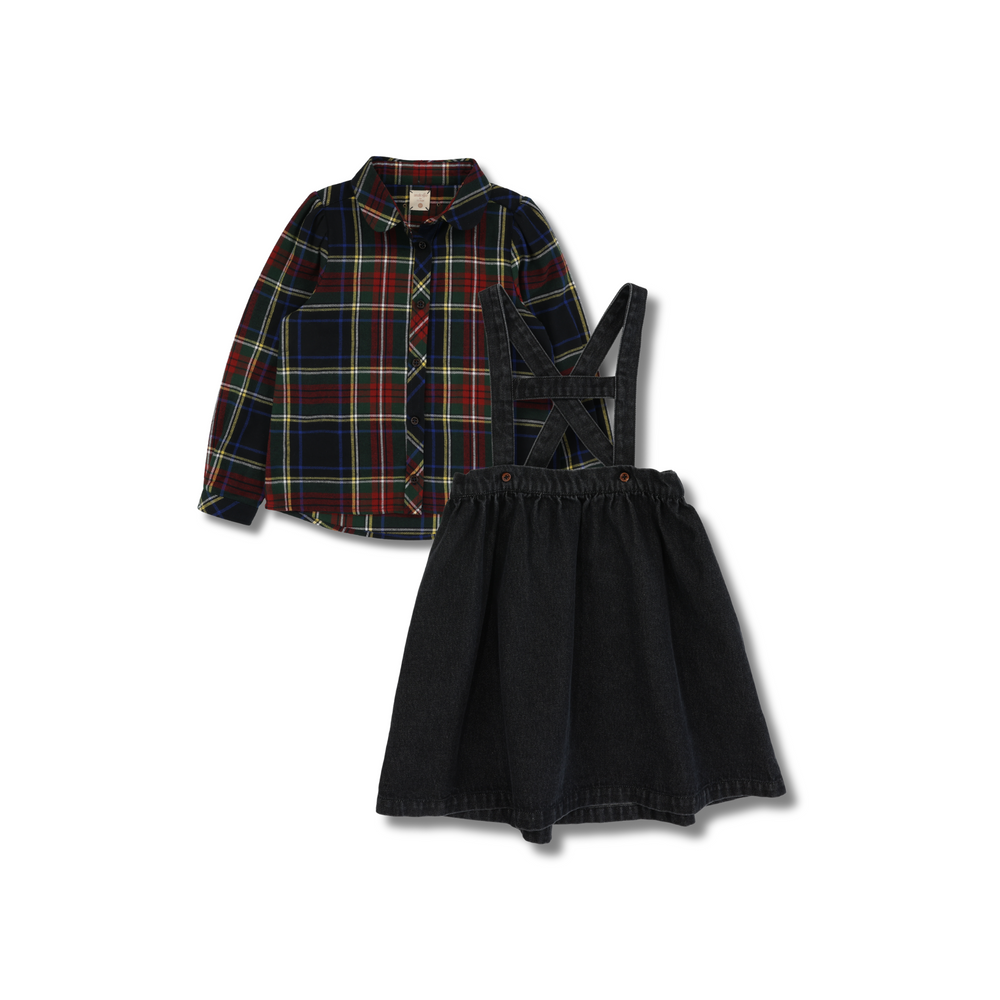 Strap Denim Jumper-Black Denim
