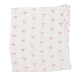 Pointelle Graphic Blanket - Cream Pink Bow