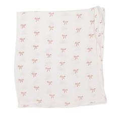 Pointelle Graphic Blanket - Cream Pink Bow