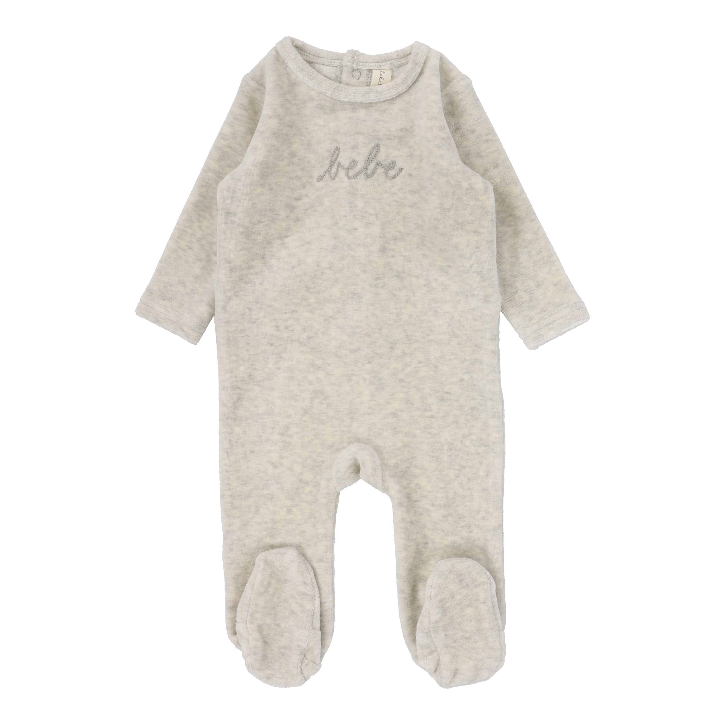 Velour Bebe Footie - Heather Oatmeal
