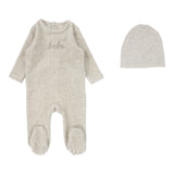 Velour Bebe Footie Set  - Heather Oatmeal