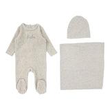 Velour Bebe Layette Set  - Heather Oatmeal