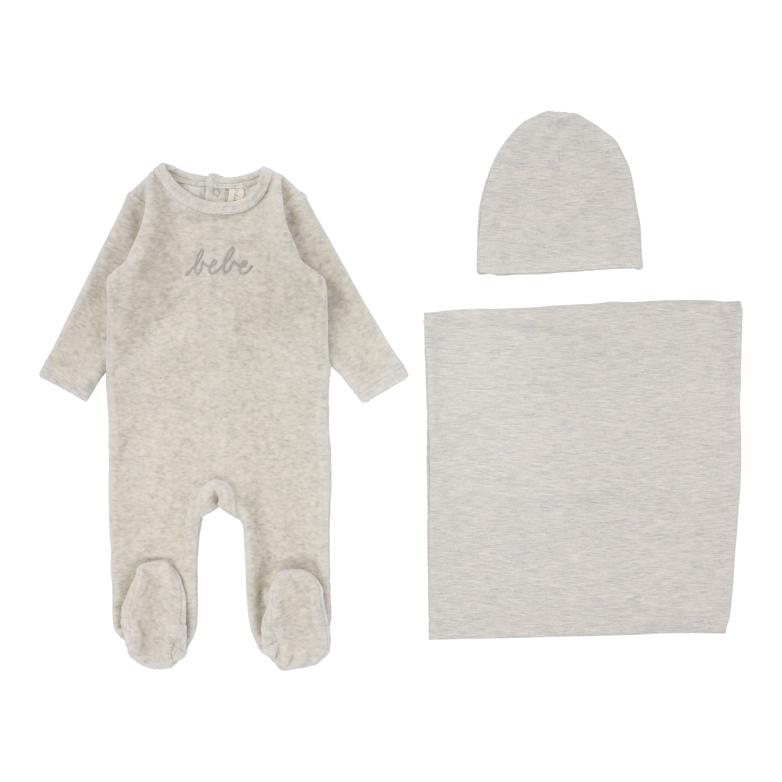 Velour Bebe Layette Set  - Heather Oatmeal