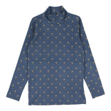 Vintage Floral Mockneck-Off Blue