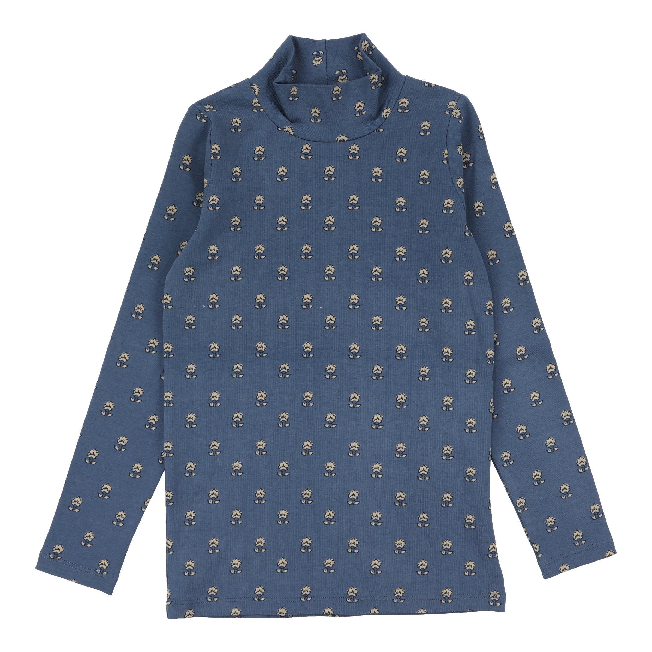 Vintage Floral Mockneck-Off Blue