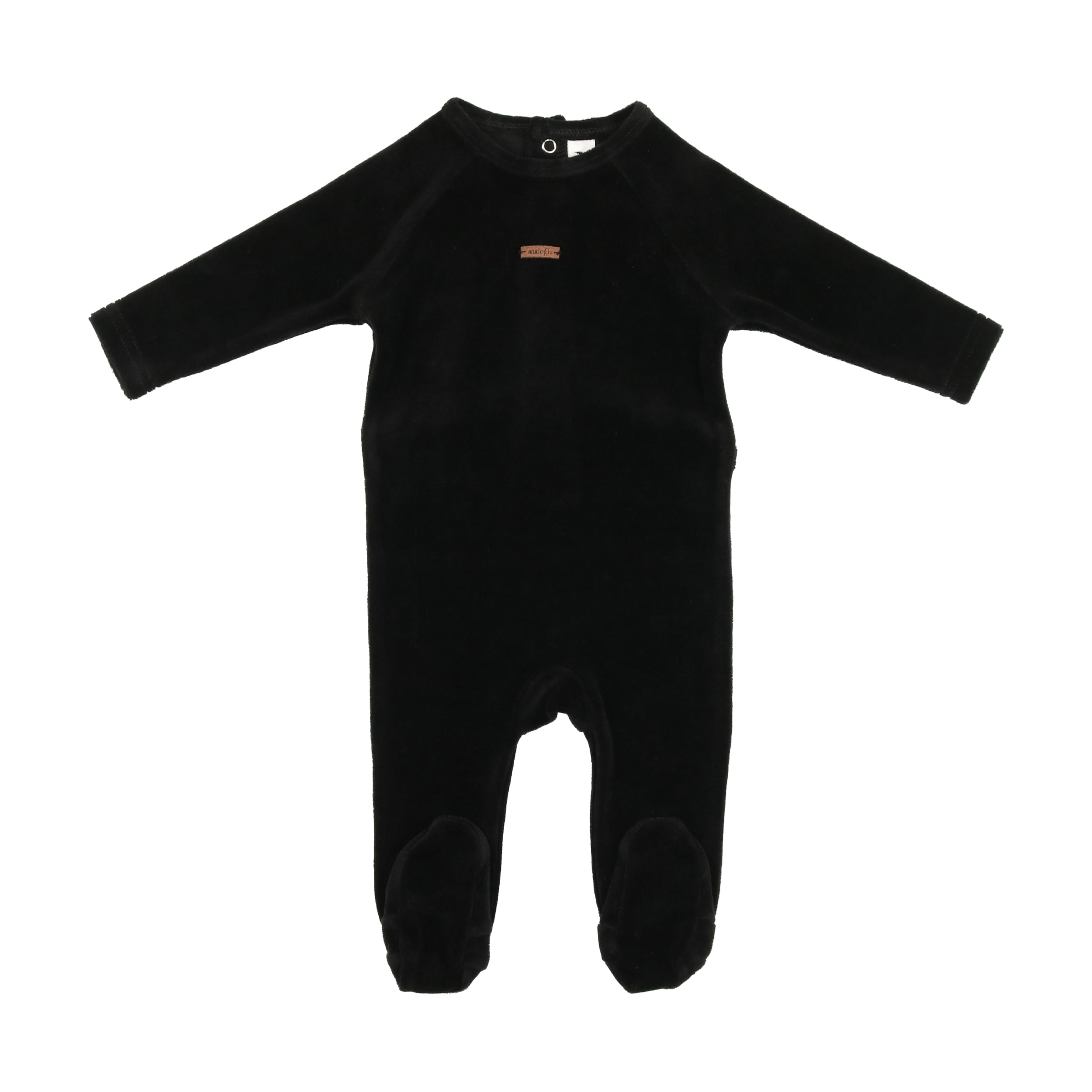 Lil Legs Velour Leather Tab Footie - Black Lil Legs Velour Leather Tab Footie - Black