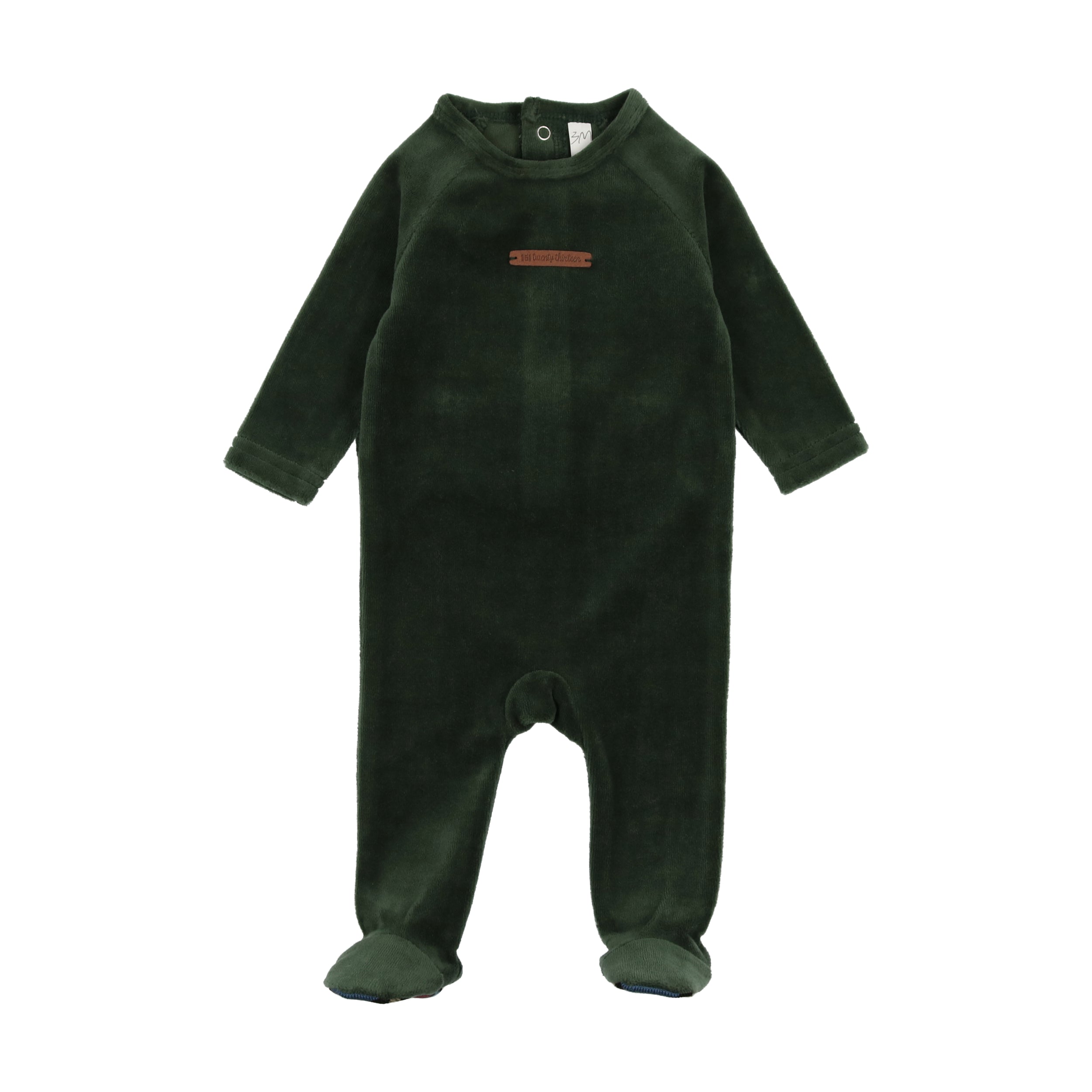 Lil Legs Velour Leather Tab Footie - Black Lil Legs Velour Leather Tab Footie - Black