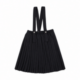 Knife Pleated Suspender Skirt-Navy