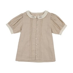 Pintuck Collar Blouse SS-Wheat