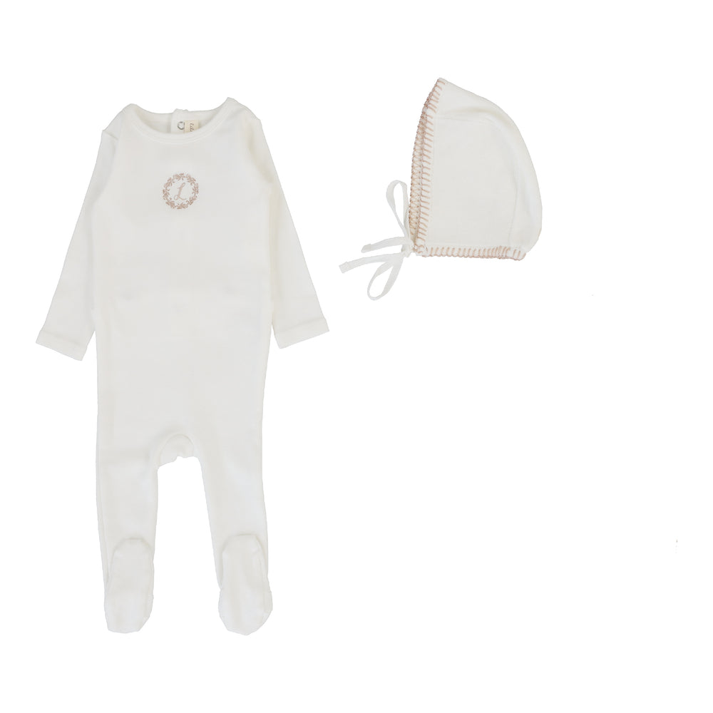 Cotton Footie Set - Cream/Pink
